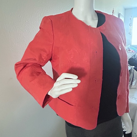 Talbot’s Suit Jacket, Orange Salmon, Jacquard, Professional, 12 petite - Picture 4 of 11